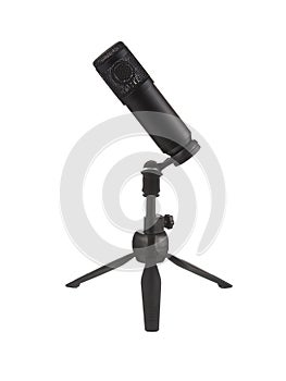 Microphone isolated on white background. With desk stand.