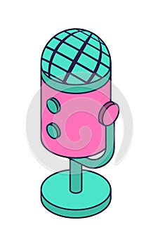 Microphone in isometric style icon. Voice recording symbol. Voice message or recording voice. 3d symbol concept