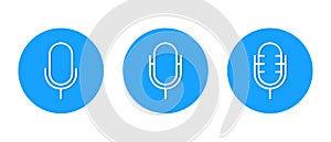 Microphone line icon in flat style. Mic, voice recorder button