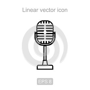 Microphone. Linear vector icon.