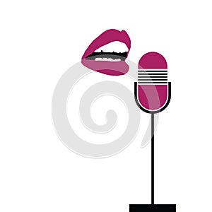 Microphone with lips sing vector