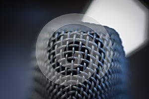 Microphone macro close up detail blue atmosphere
