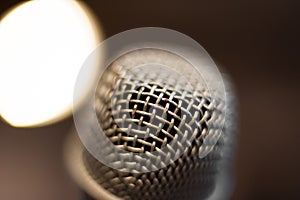 Microphone metallic head macro close up