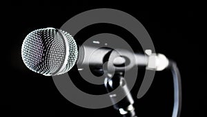 Microphone, mic, karaoke, concert, voice music. Vocal audio mic on a bleck background. Singer in karaokes, microphones