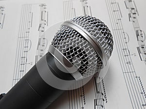 Microphone on the music notes