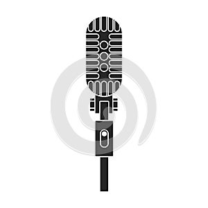 Microphone music vector black icon. Vector illustration mic radio on white background. Isolated black illustration icon