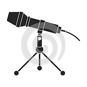 Microphone music vector black icon. Vector illustration mic radio on white background. Isolated black illustration icon