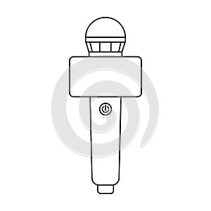 Microphone music vector outline icon. Vector illustration mic radio on white background. Isolated outline illustration