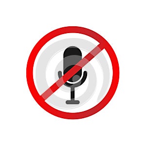 Microphone Mute Flat Icon. Simple Sign Of Technology. Vector Illustrated Symbol