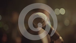 Microphone in a nightclub close-up