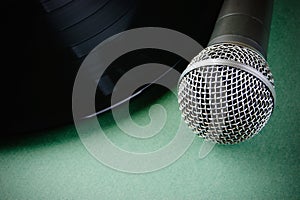 Microphone and old vinyl record
