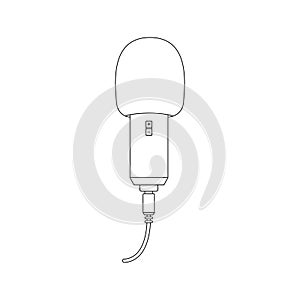 Microphone Outline Icon Illustration on Isolated White Background