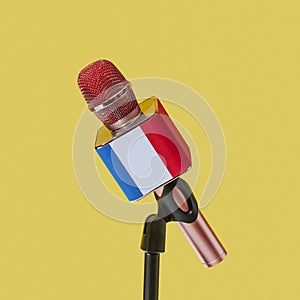 microphone patterned with the flag of France