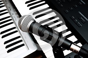 Microphone and piano keyboards