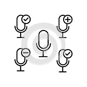 microphone, plus, remove, minus sign icons. Element of outline button icons. Thin line icon for website design and development,