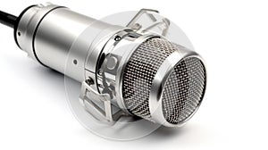 A Microphone. Professional studio microphone isolated on the white background. Generative Ai