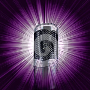 Microphone on purple star burst
