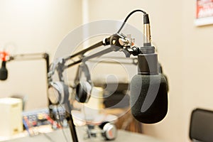 Microphone at recording studio or radio station