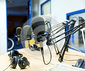 Microphone at recording studio or radio station