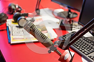 Microphone at recording studio or radio station