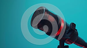 The microphone with red accents.AI generated image