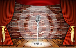 Microphone and red curtain