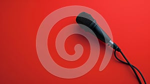 A Microphone on Red Surface.AI generated image
