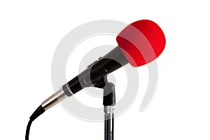 Microphone with Red Windscreen