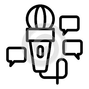Microphone reporter interview icon outline vector. Tv news