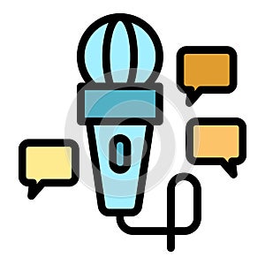 Microphone reporter interview icon vector flat