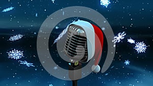 Microphone and Santa hat