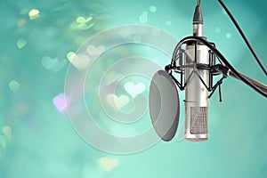 Microphone setting ready for DJ in celebration party .