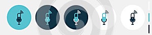 microphone with signal. podcast icons for broadcast