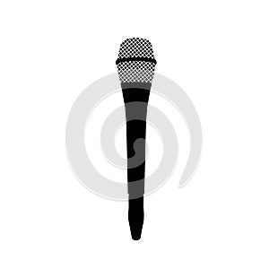 Microphone Silhouette. Black and White Icon Design Element on Isolated White Background