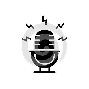 Microphone silhouette icon. Voice record simbol. Audio mic logo