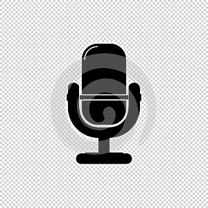 Microphone Silhouette - Vector Illustration - Isolated On Transparent Blackground