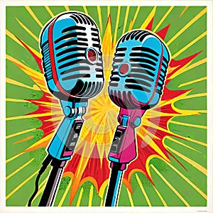 Microphone singing karaoke club entertainment excitement retro voice