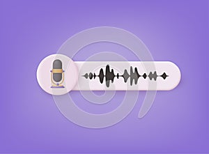 Microphone and sound wave icon. Record, equipment for audio broadcasts concept. 3D web Vector Illustrations