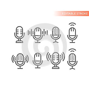 Microphone with sound waves vector icons