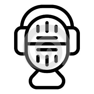 Microphone spanish lesson icon outline vector. Program lexicon