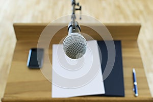 Microphone at the speech podium