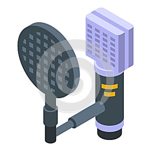 Microphone speech recognition icon, isometric style