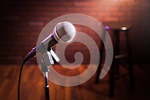 Microphone on a stage