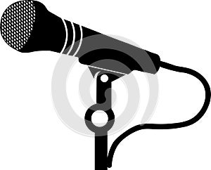 microphone on a stand classic, black silhouette