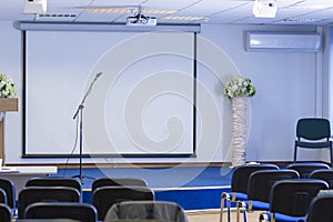 Microphone on Stand in Front of The Empty Auditorium