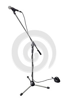 Microphone and stand isolated on white background