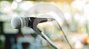 Microphone on a stand up comedy stage