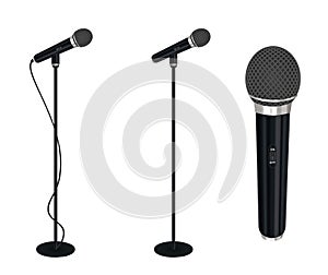 Microphone with stand vector on white background