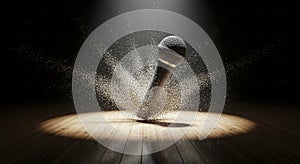 Microphone on Stand with Water Splashing Down