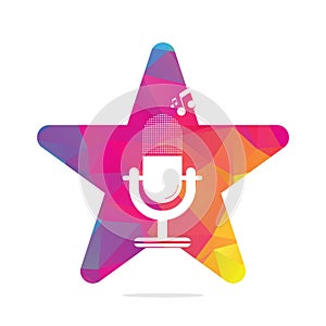 Microphone star shape concept logo design.